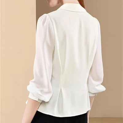 Autumn Solid Color Cardigan Shirt Women by Glamytek