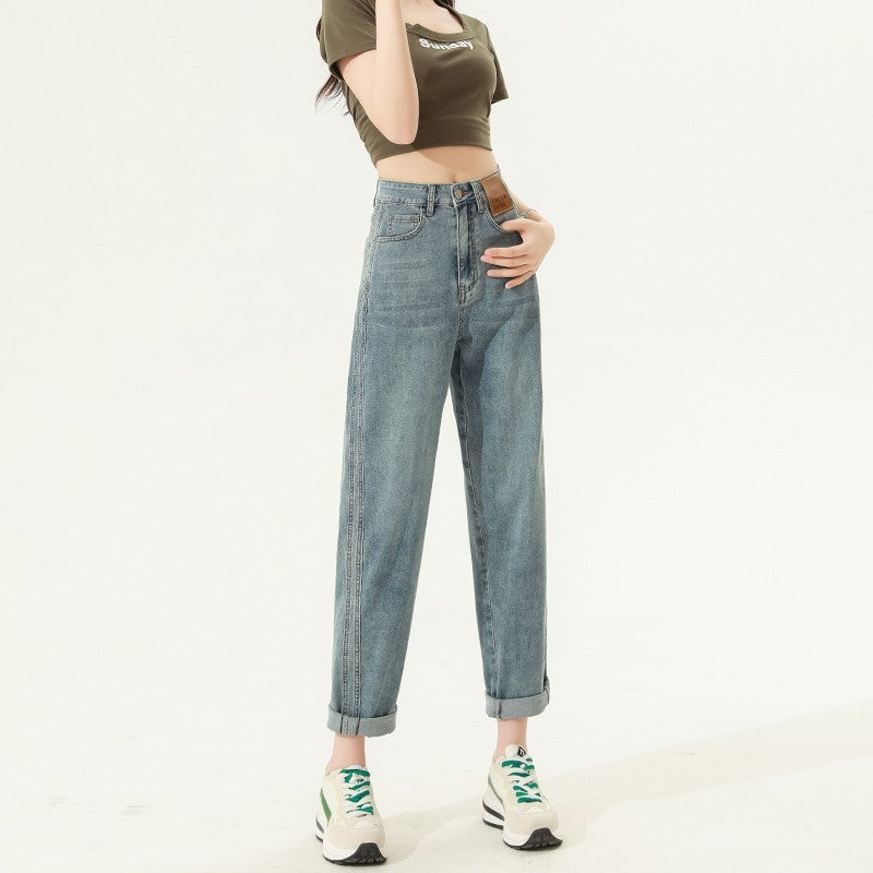 High Waist Straight Harem Jeans Women by Glamytek