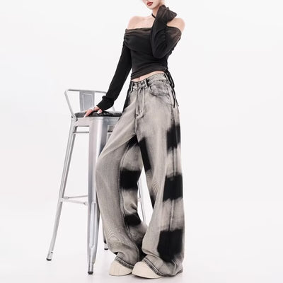 American Retro Gradient Tie-dyed Jeans Women by Glamytek