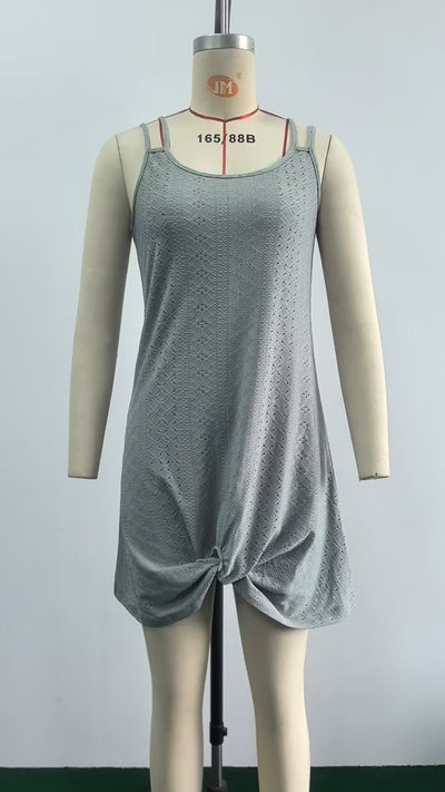 Solid Color Casual Fashion Twisted-knot Tank Dress For Women by Glamytek