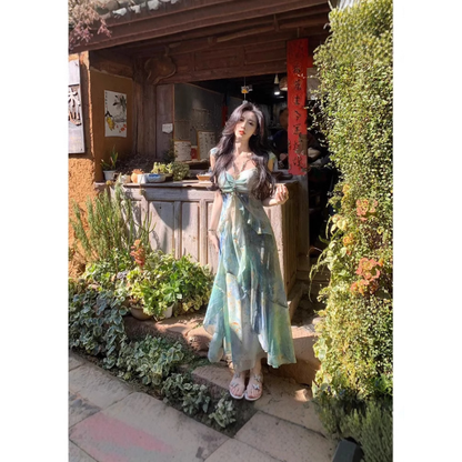 Summer in the Woods" Bohemian Printed Fairy Dress