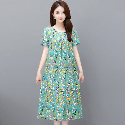 Cotton and silk dress for middle-aged summer by Glamytek
