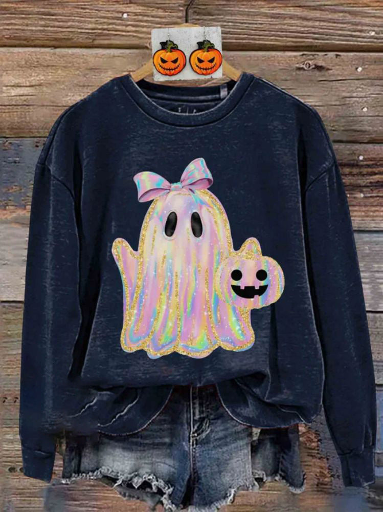 Women's Creative Halloween Printed Crew Neck Sweatshirt by Glamytek