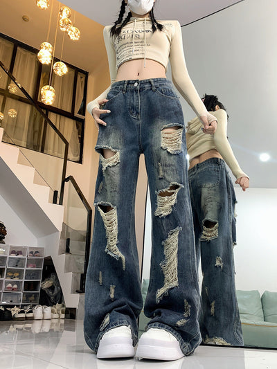 Ripped Lazy Loose Jeans For Women by Glamytek