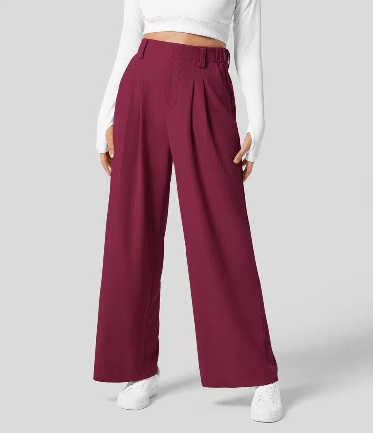 High-waisted  wide-leg loose trousers
