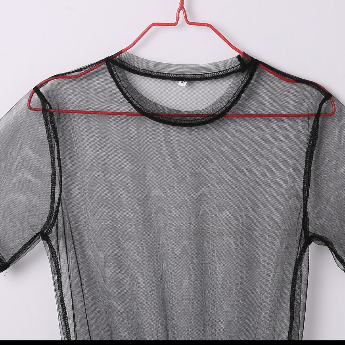 New Fashion Women Black Mesh Cover Up Sheer Short Sleeve Blouses Women Summer Long Casual Clothing Shirts by Glamytek
