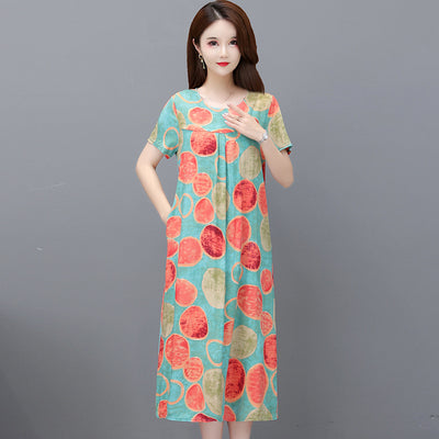 Cotton and silk dress for middle-aged summer by Glamytek