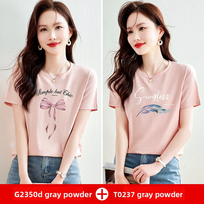 Pure cotton long-sleeved short-sleeved t-shirt for women by Glamytek