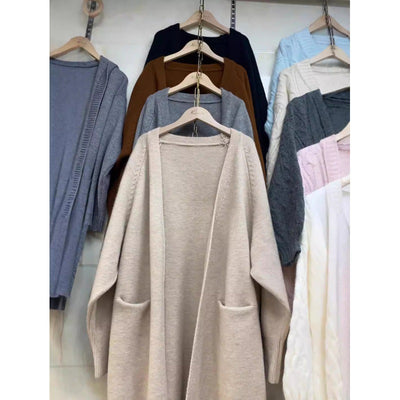 Women's French Style Mid Length Knitted Cardigan LooIse Fit
