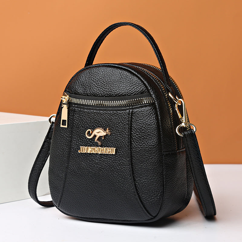 Three-layer cowhide hand-held shoulder crossbody bag