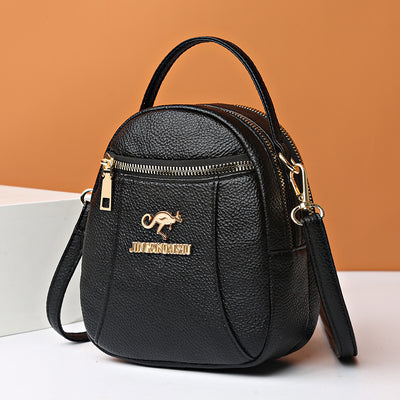 Three-layer cowhide hand-held shoulder crossbody bag by Glamytek