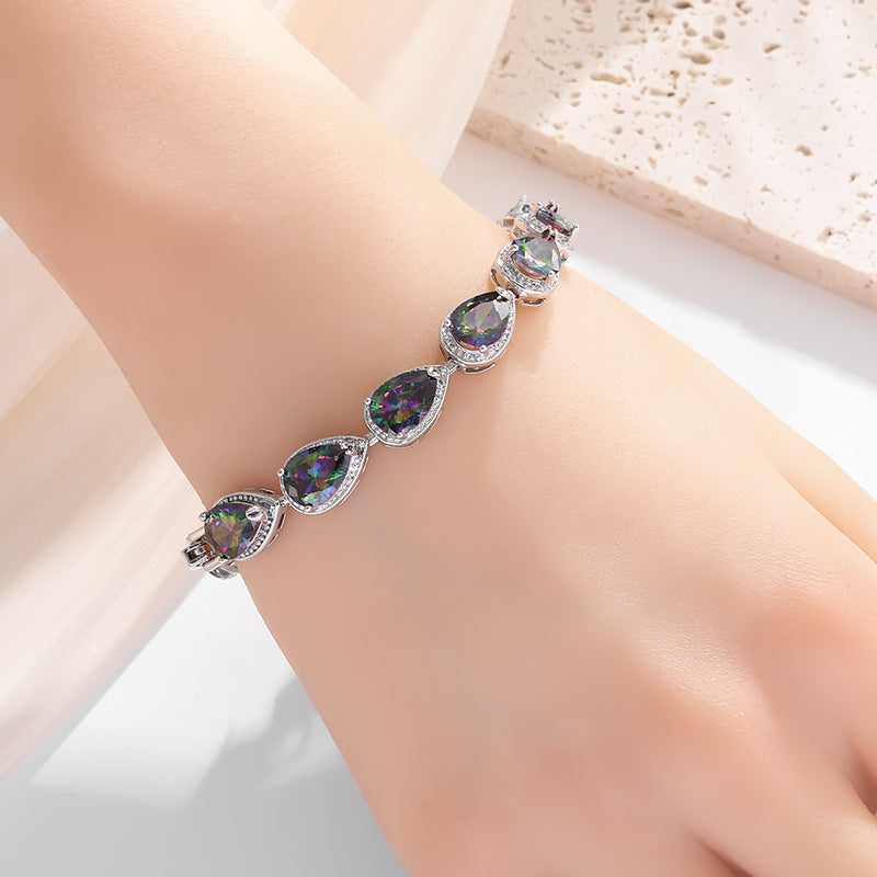 Simple rainbow gemstone bracelet