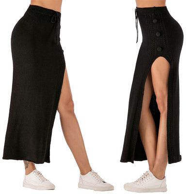 Fashion European And American Style Long Skirt Slim-fit Woolen Skirt Versatile Split Skirt by Glamytek