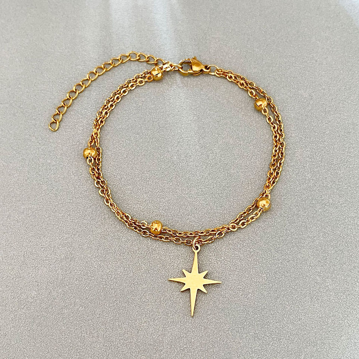 Double-Layer Stainless Steel Eight-Pointed Star Bracelet for Women