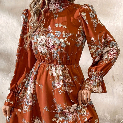 Chiffon Floral Ruffle Sleeve Dress Women by Glamytek