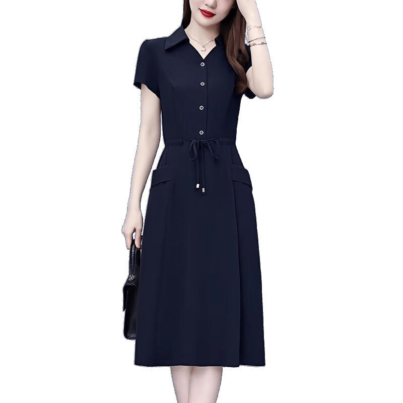 Elegant Women's Waist-Slimming Suit Dress for Summer in Polyester