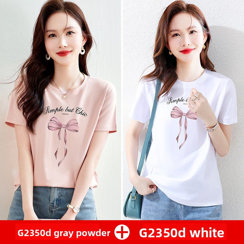 Pure cotton long-sleeved short-sleeved t-shirt for women by Glamytek