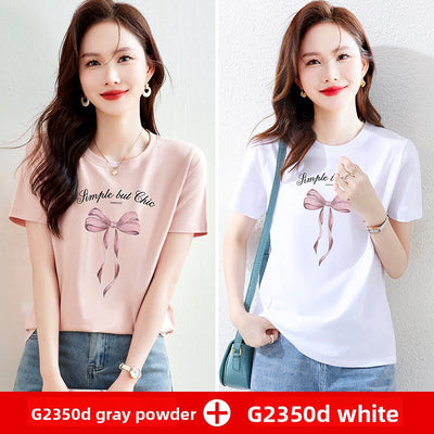 Pure cotton long-sleeved short-sleeved t-shirt for women by Glamytek