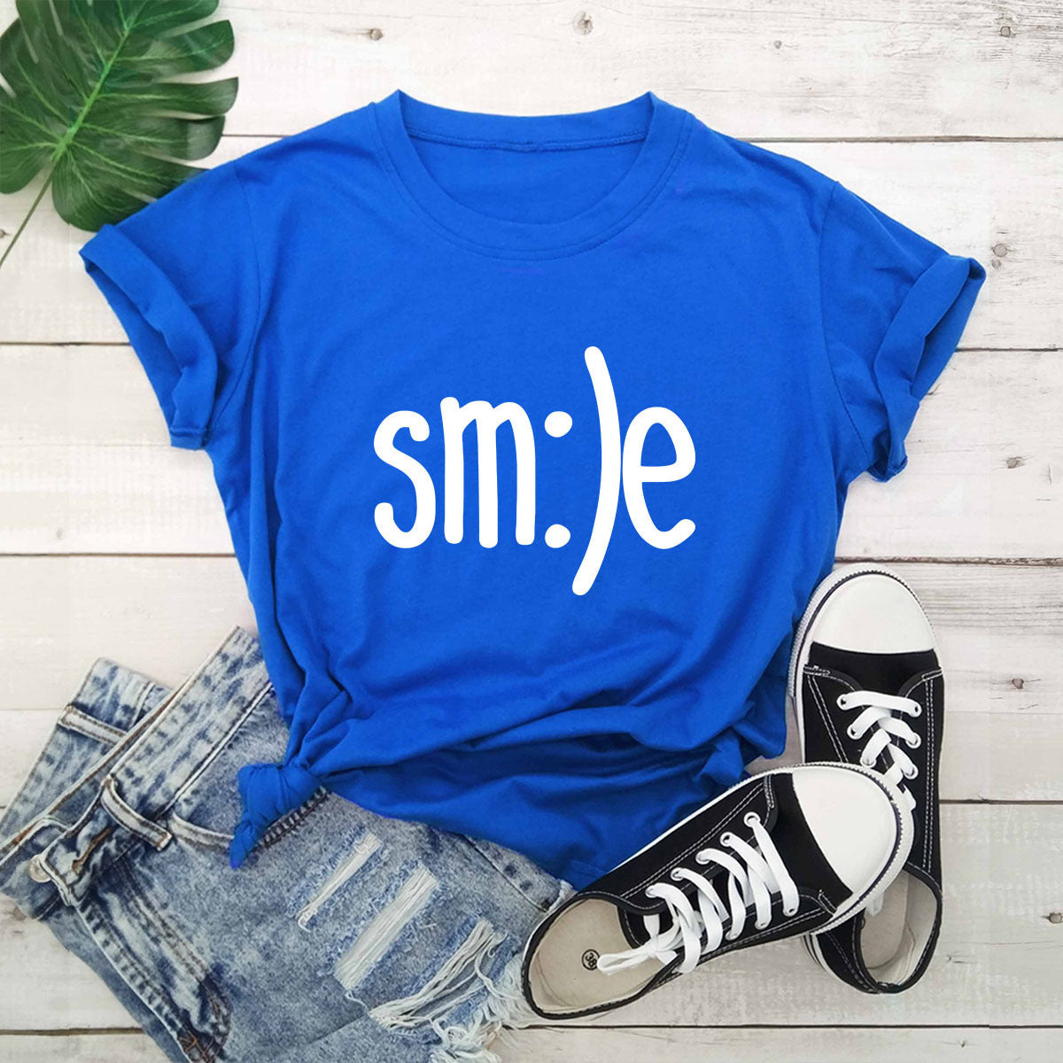 S-5XL Plus Size TShirt Women New Smile Letter Printed Shirt O Neck Short Sleeve Tees Summer Top 100%cotton Women's T-shirts by Glamytek