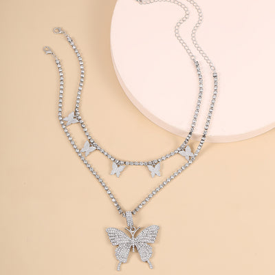 Multi-layered necklace butterfly necklace by Glamytek