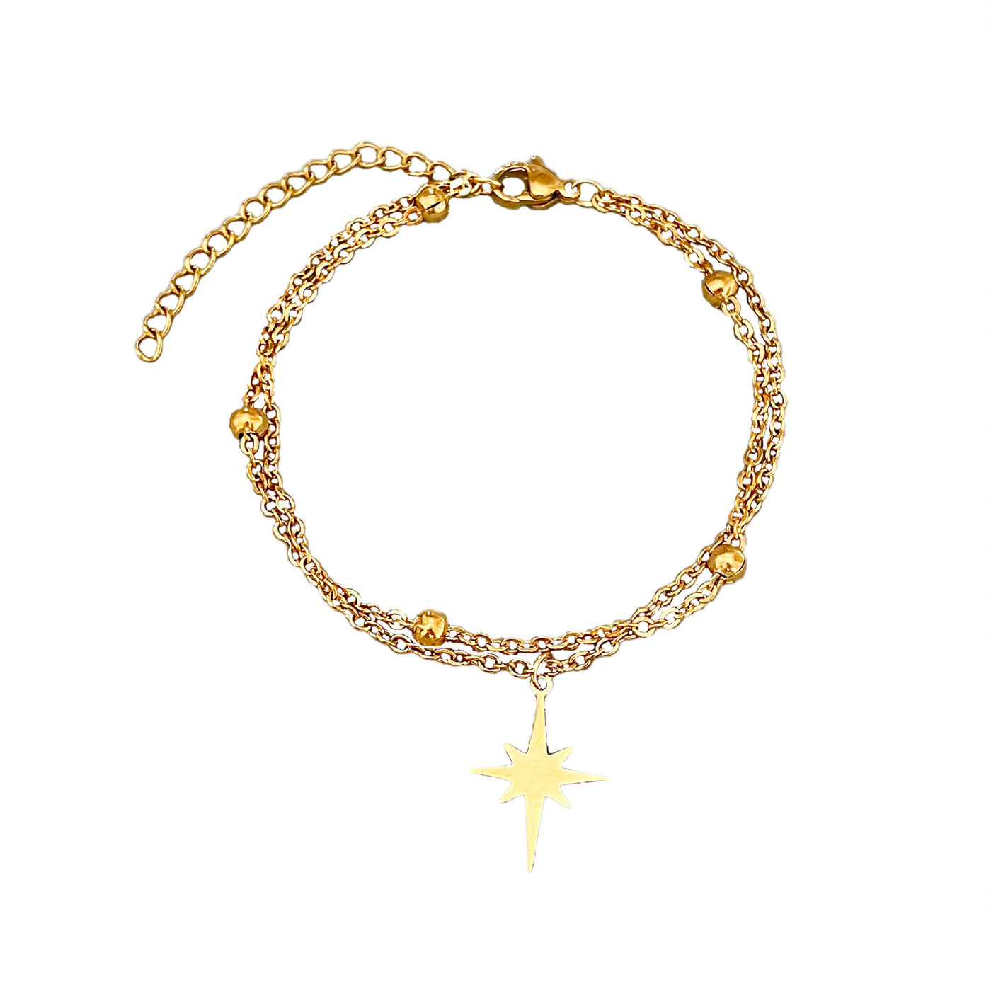 Double-Layer Stainless Steel Eight-Pointed Star Bracelet for Women