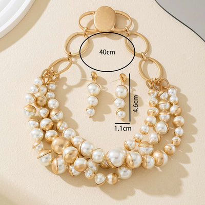 Layered Pearl Necklace Set with Magnetic Clasp