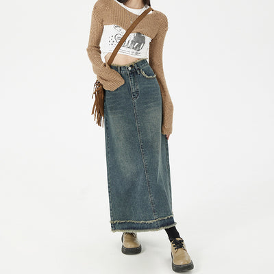 Retro Fashion Hip Denim Long Skirts Women by Glamytek