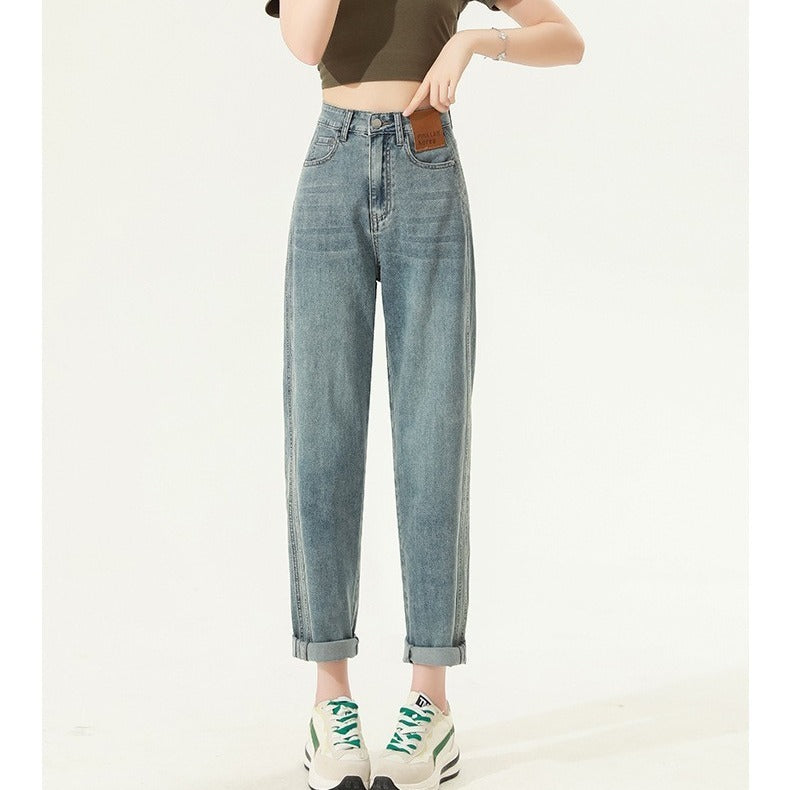 High Waist Straight Harem Jeans Women by Glamytek