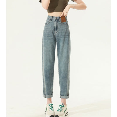 High Waist Straight Harem Jeans Women by Glamytek