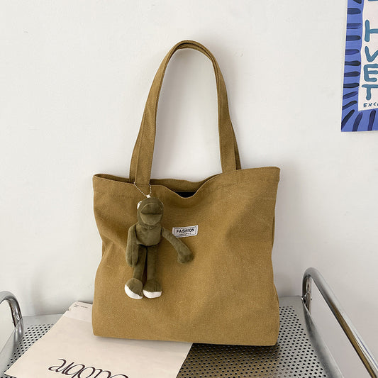 Thickened Washed Canvas Bag Women's Large Capacity Tote Bag Simple Commuter Portable Oxford Cloth Big Bag Shoulder Bag