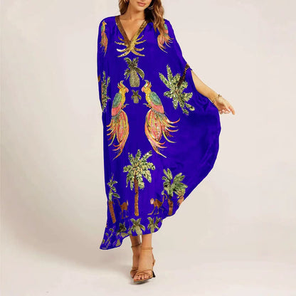 Women's V-neck Animal Print Loose Dress