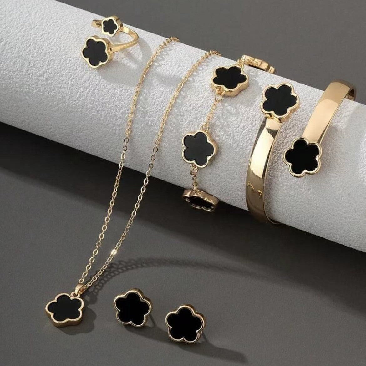 Five Leaf Clover Necklace Ring Earrings for Women