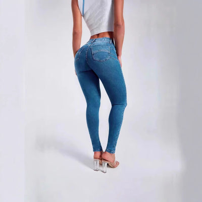 Hip Skinny Pants Stretch High Waist Jeans For Women by Glamytek