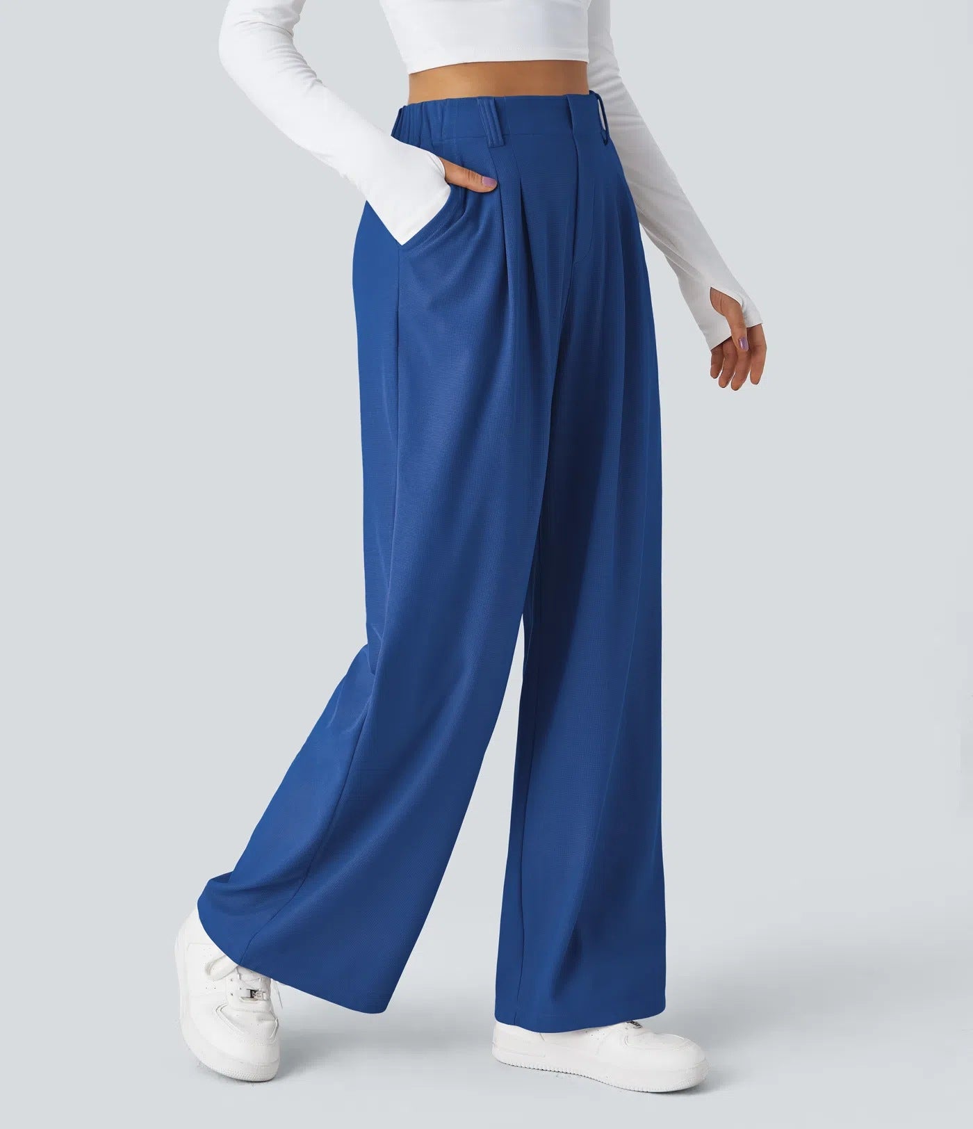 High-waisted  wide-leg loose trousers