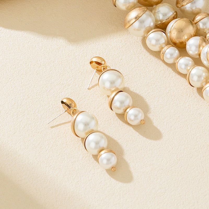 Layered Pearl Necklace Set with Magnetic Clasp