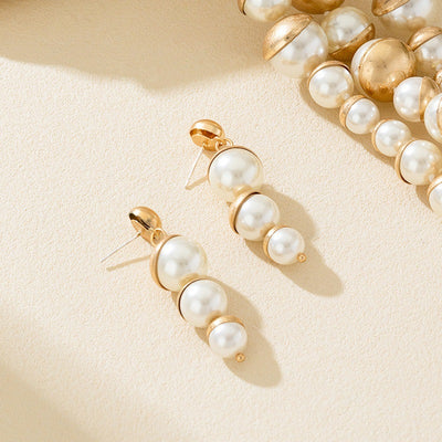 Layered Pearl Necklace Set with Magnetic Clasp