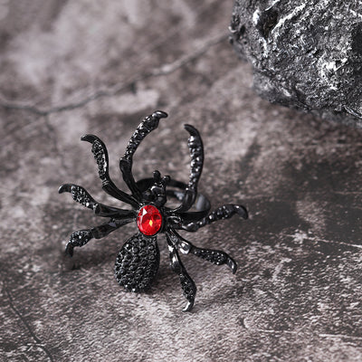 Halloween Spider Ring With Rhinestone Ins Personality Fashion Open Rings For Women Jewelry Accessories by Glamytek