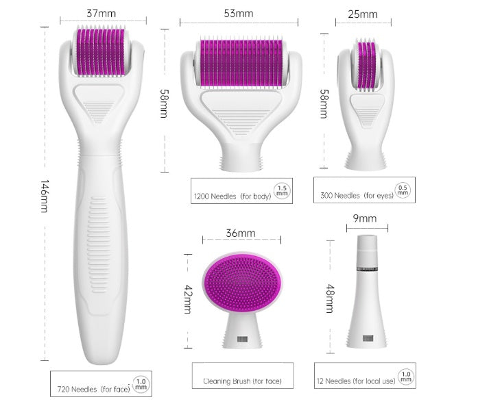 DermaKit™ 6-in-1 Derma Roller Kit Facial Microneedling Set Facial Skin Care Tools Gift Set by Glamytek
