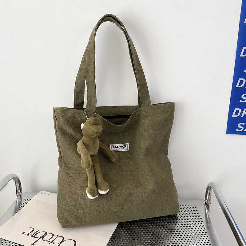 Thickened Washed Canvas Bag Women's Large Capacity Tote Bag Simple Commuter Portable Oxford Cloth Big Bag Shoulder Bag