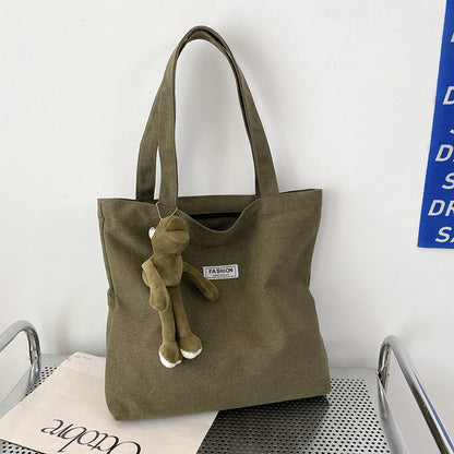 Thickened Washed Canvas Bag Women's Large Capacity Tote Bag Simple Commuter Portable Oxford Cloth Big Bag Shoulder Bag