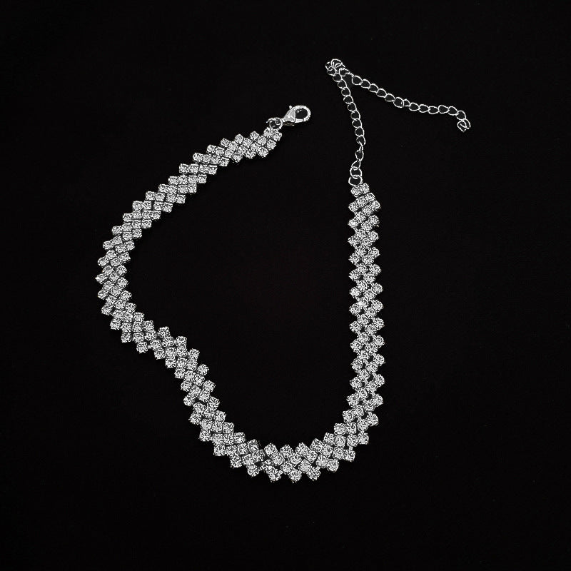 Full Rhinestone Necklace Necklace Clavicle Chain Necklace Fashion Necklace by Glamytek