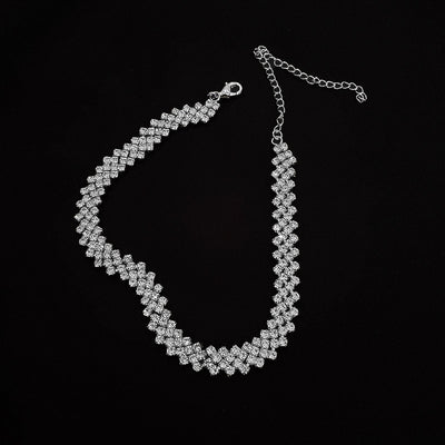 Full Rhinestone Necklace Necklace Clavicle Chain Necklace Fashion Necklace by Glamytek