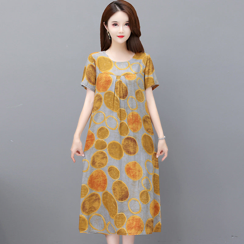 Cotton and silk dress for middle-aged summer