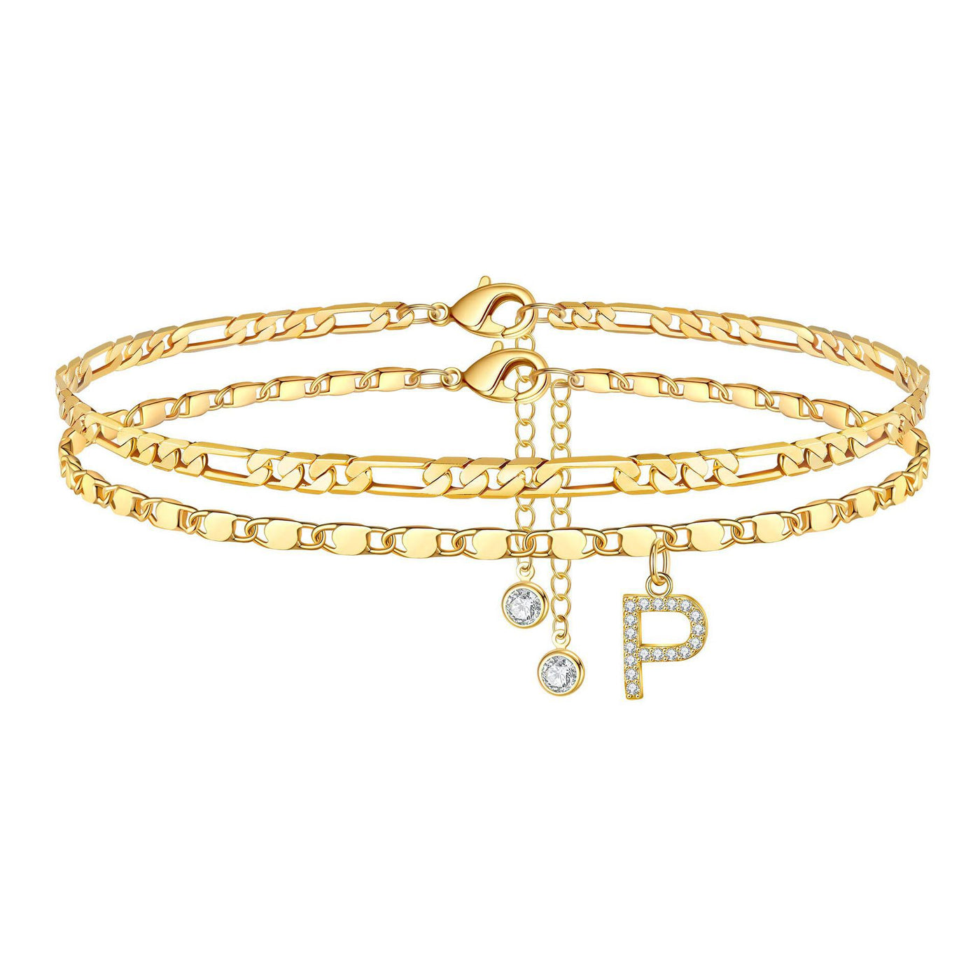 Bohemian Zircon Plated Alphabet Anklet