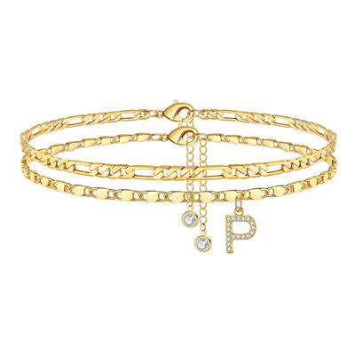 Bohemian Zircon Plated Alphabet Anklet