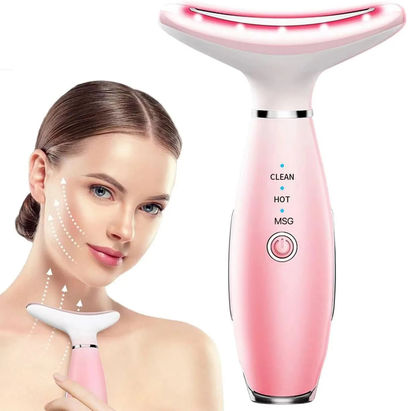 Neck Face Massager, Skin Care Face Massage Tool, 3-in-1 Facial Massager, Face Sculpting Tool With Thermals, Vibration by Glamytek