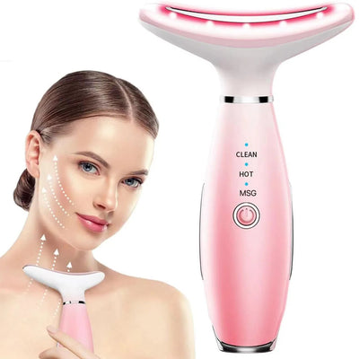 Neck Face Massager, Skin Care Face Massage Tool, 3-in-1 Facial Massager, Face Sculpting Tool With Thermals, Vibration by Glamytek