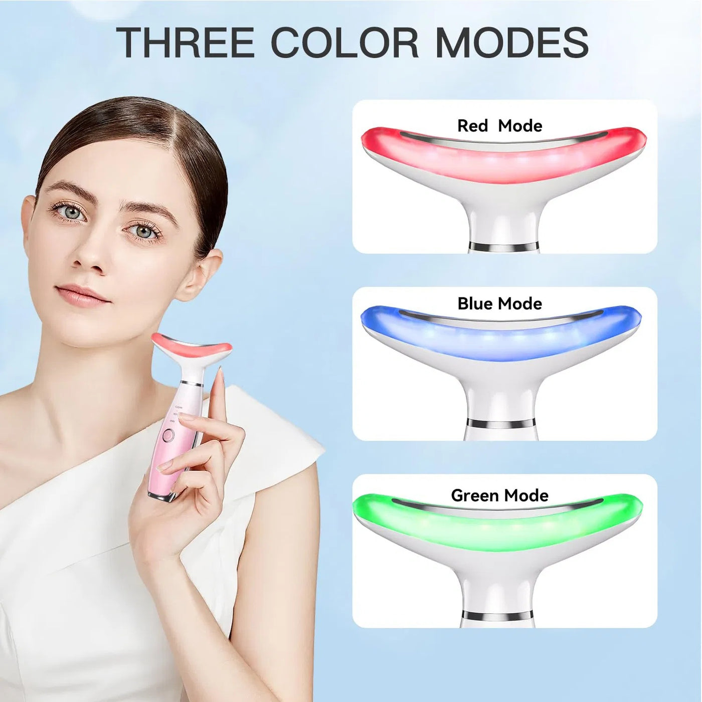 Neck Face Massager, Skin Care Face Massage Tool, 3-in-1 Facial Massager, Face Sculpting Tool With Thermals, Vibration by Glamytek