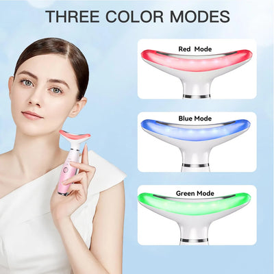 Neck Face Massager, Skin Care Face Massage Tool, 3-in-1 Facial Massager, Face Sculpting Tool With Thermals, Vibration by Glamytek