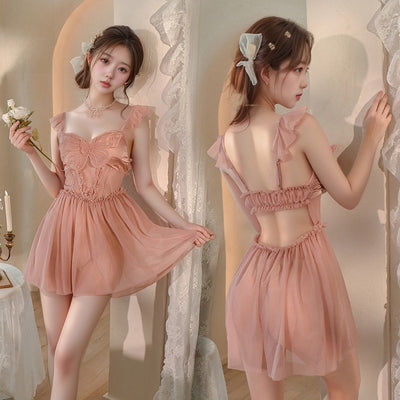 Bows netted sheer dress by Glamytek